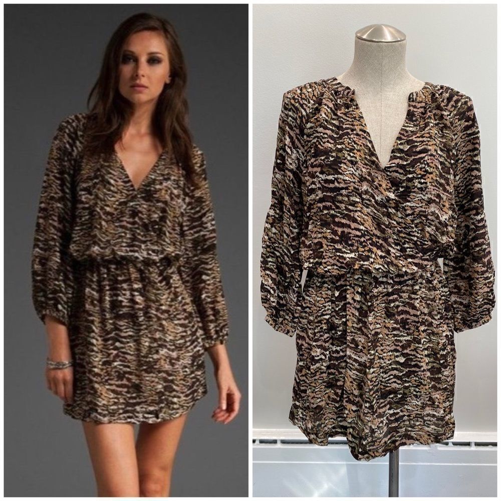 Joie Abstract Animal Molly Dress in Coffee Bean Size S